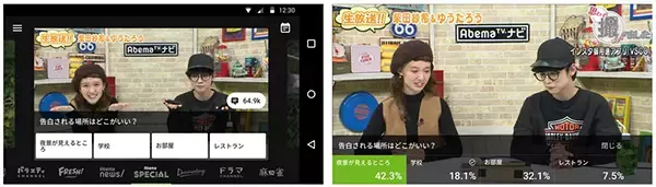 「900万DLの「AbemaTV」、データ通信量・画質の任意切り替えや投票機能を追加」の画像