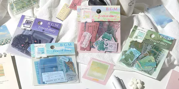 旅をイメージしてデザインされたBGM社のトレーシングペーパーシール「旅日記」