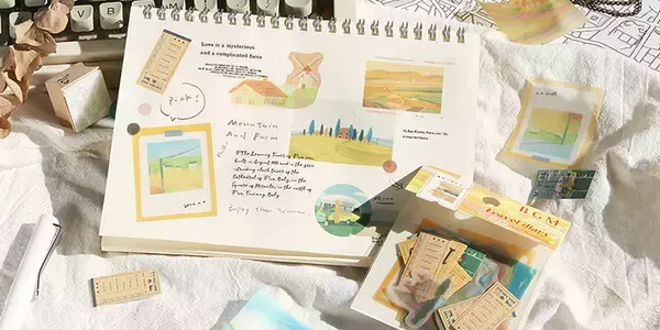 「旅をイメージしてデザインされたBGM社のトレーシングペーパーシール「旅日記」」の画像