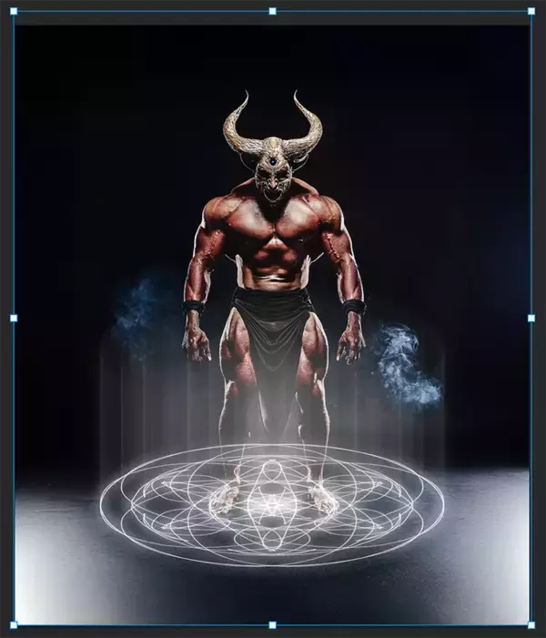 「Photoshopの機能だけで召喚魔法陣を表現する（魔法陣／召喚／写真加工）」の画像