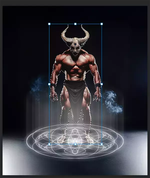 「Photoshopの機能だけで召喚魔法陣を表現する（魔法陣／召喚／写真加工）」の画像