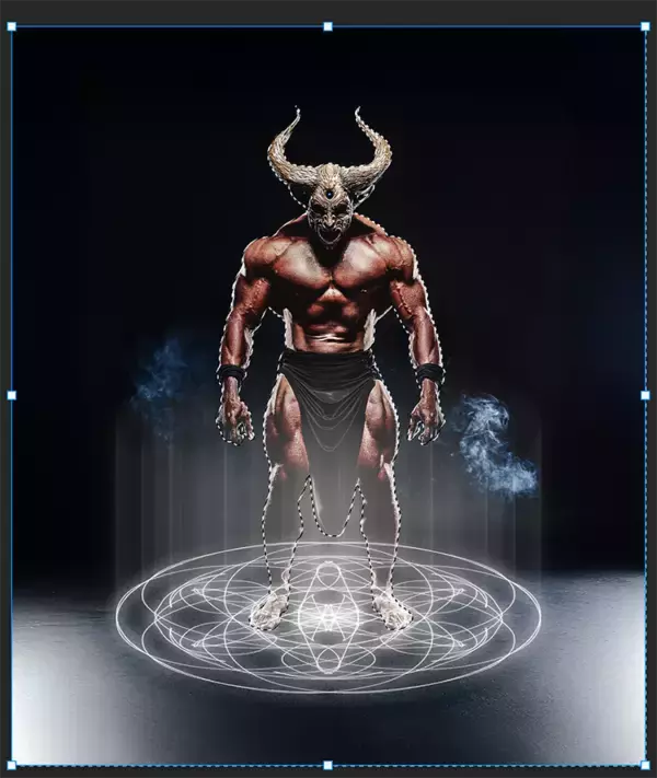 「Photoshopの機能だけで召喚魔法陣を表現する（魔法陣／召喚／写真加工）」の画像