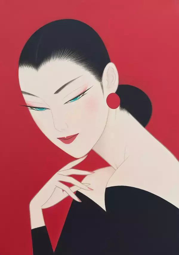 「化粧品広告の女性画で広く知られている鶴田一郎氏の展覧会「美人画展2025年」」の画像