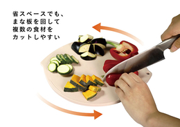 シービージャパン、回転させて複数の食材をカットしやすい「抗菌丸型まな板」を発売