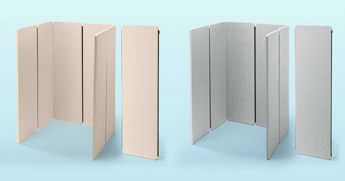 ファスナー連結で組み立てられる吸音パーティションブースが登場、増設用パネルで拡大も可能！