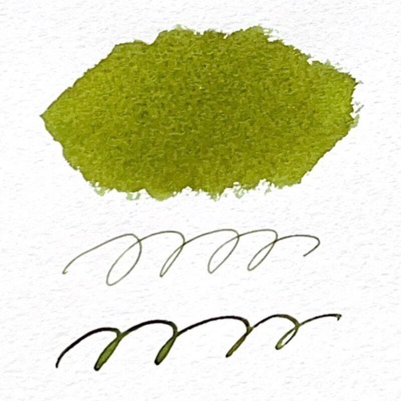 万年筆のインク図鑑＆見本帳 vol.14　ナカバヤシ「TACCIA すなおいろ・インク」鶯【緑色のインク】