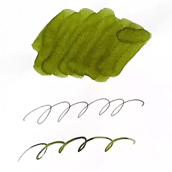 「万年筆のインク図鑑＆見本帳 vol.14　ナカバヤシ「TACCIA すなおいろ・インク」鶯【緑色のインク】」の画像