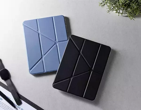 エレコム、折り紙のように自由に畳める多機能スタンド付きのiPadケース「ORIGAMIX」