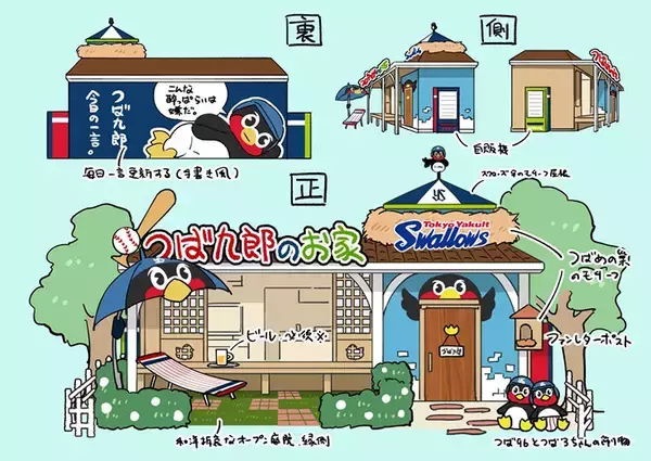 「東京ヤクルトスワローズの球団マスコット「つば九郎」の“お家”の外観デザインが決定」の画像