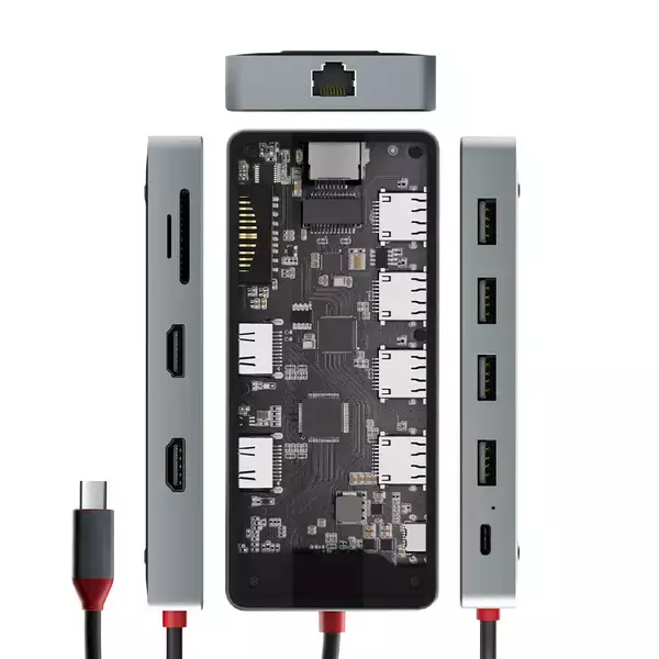 「遊び心のあるデザインが魅力！ 内部基盤が見える「透ける光る」Type-Cマルチアダプタに注目」の画像