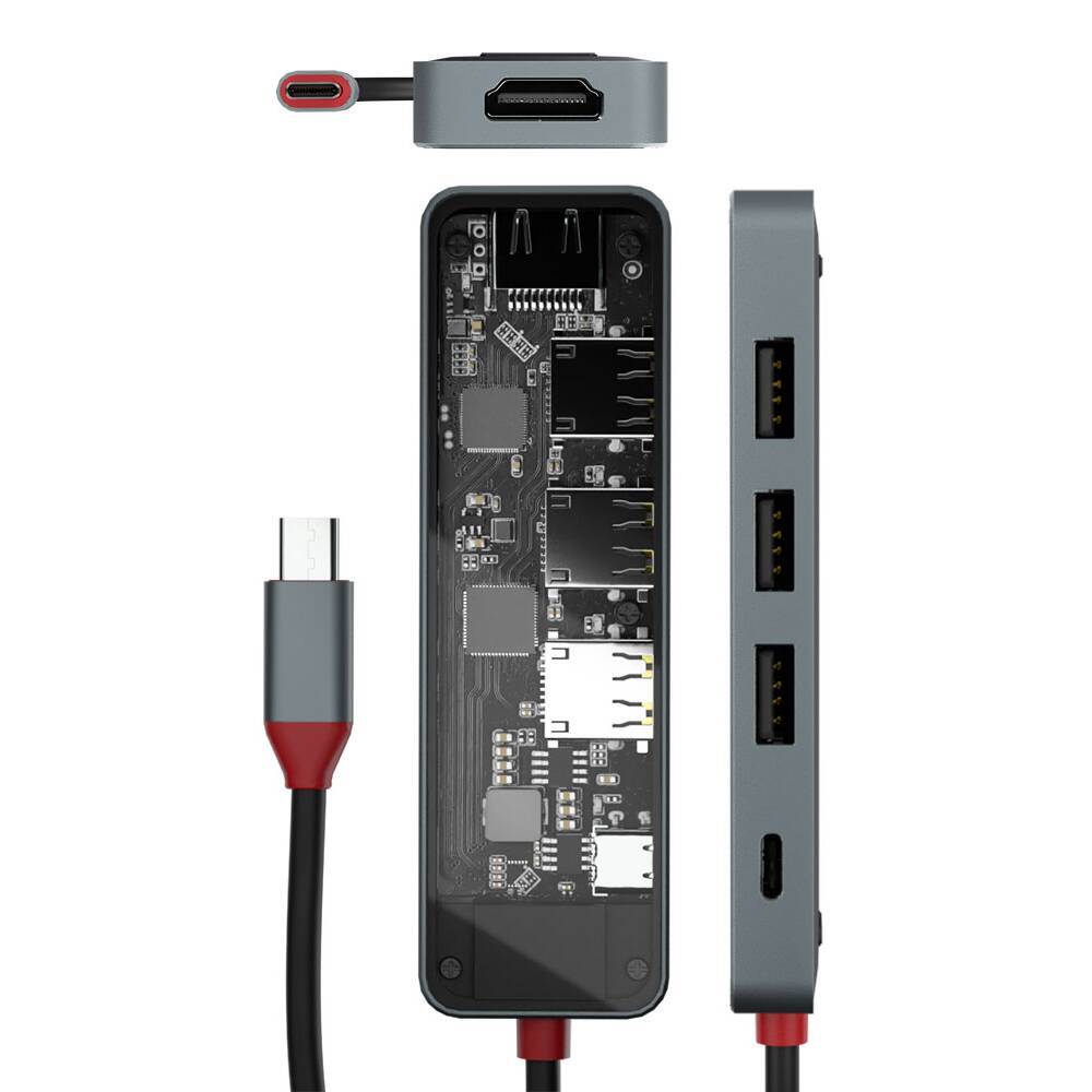 遊び心のあるデザインが魅力！ 内部基盤が見える「透ける光る」Type-Cマルチアダプタに注目