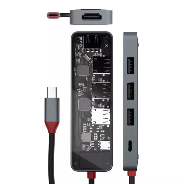 「遊び心のあるデザインが魅力！ 内部基盤が見える「透ける光る」Type-Cマルチアダプタに注目」の画像