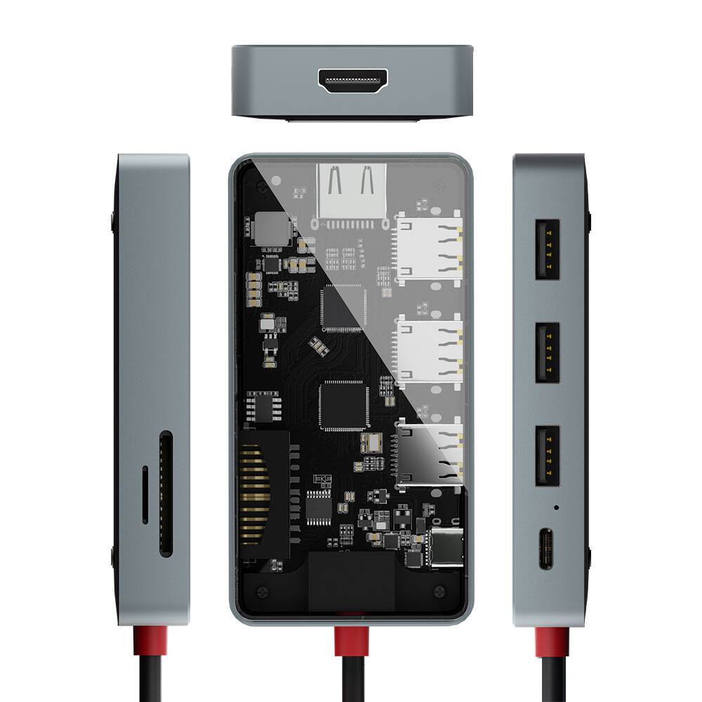 遊び心のあるデザインが魅力！ 内部基盤が見える「透ける光る」Type-Cマルチアダプタに注目