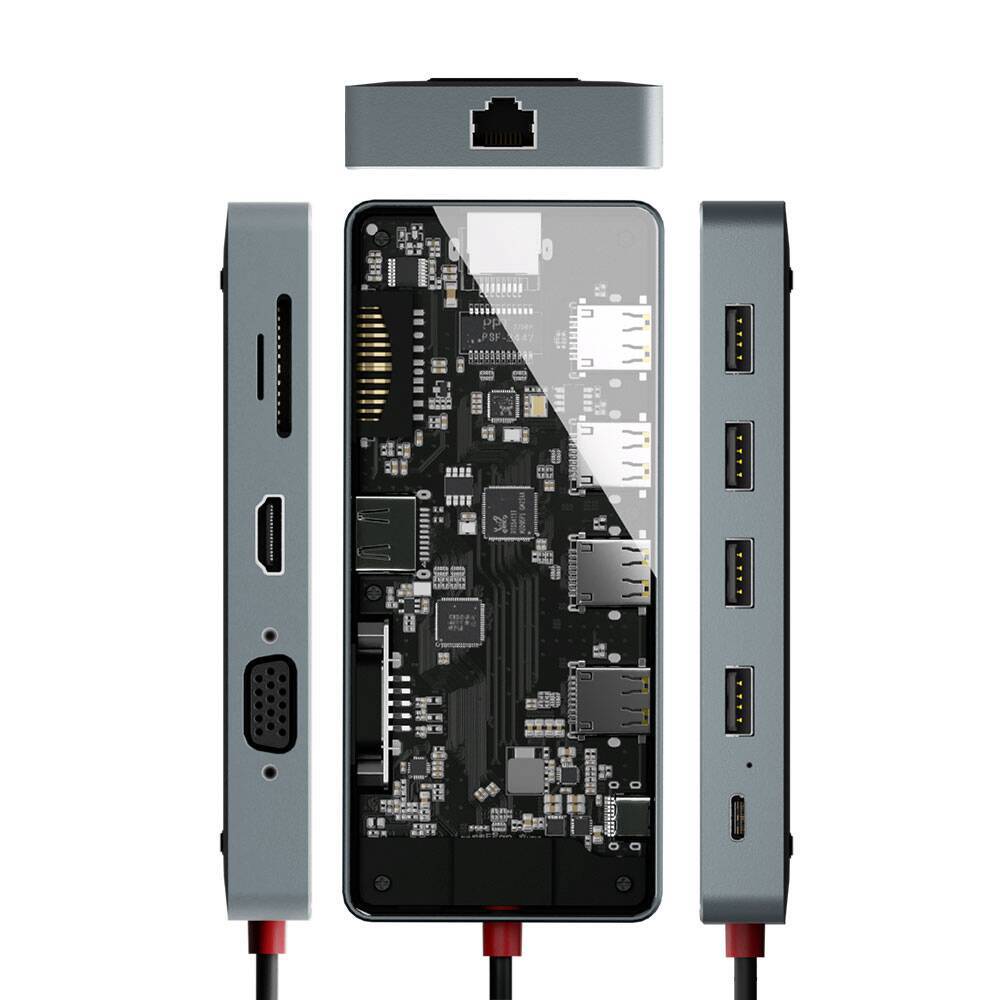 遊び心のあるデザインが魅力！ 内部基盤が見える「透ける光る」Type-Cマルチアダプタに注目