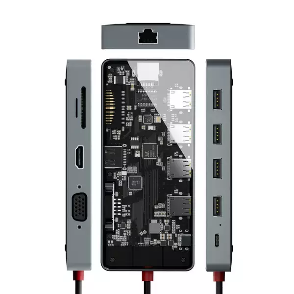 「遊び心のあるデザインが魅力！ 内部基盤が見える「透ける光る」Type-Cマルチアダプタに注目」の画像