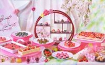 都ホテル京都八条で「いちごとさくら」ブッフェ、ケーキに餡ロールなど華やかな和洋スイーツ