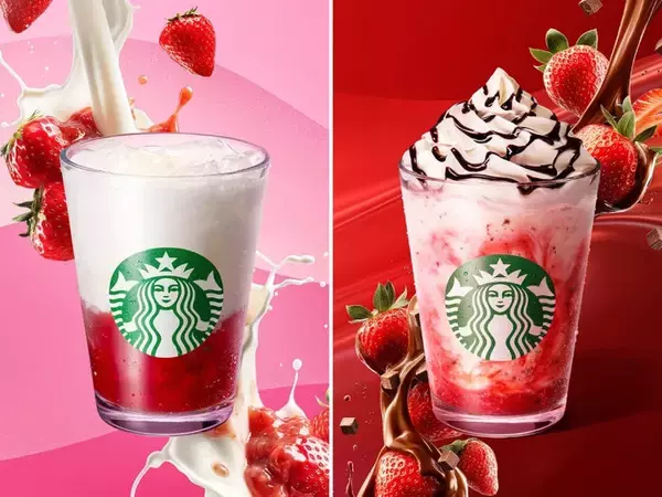 スターバックス、イチゴの魅力多彩に表現した2種のビバレッジ登場 ドリンクイメージのコラボネイルも