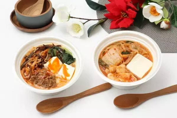 セブン、冬の身体を温める「スープごはん」キムチチゲと豆乳担々の新作2種登場