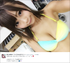 人気レースクイーン・阿久津真央、セクシードッキリで下乳あらわなビキニショット！