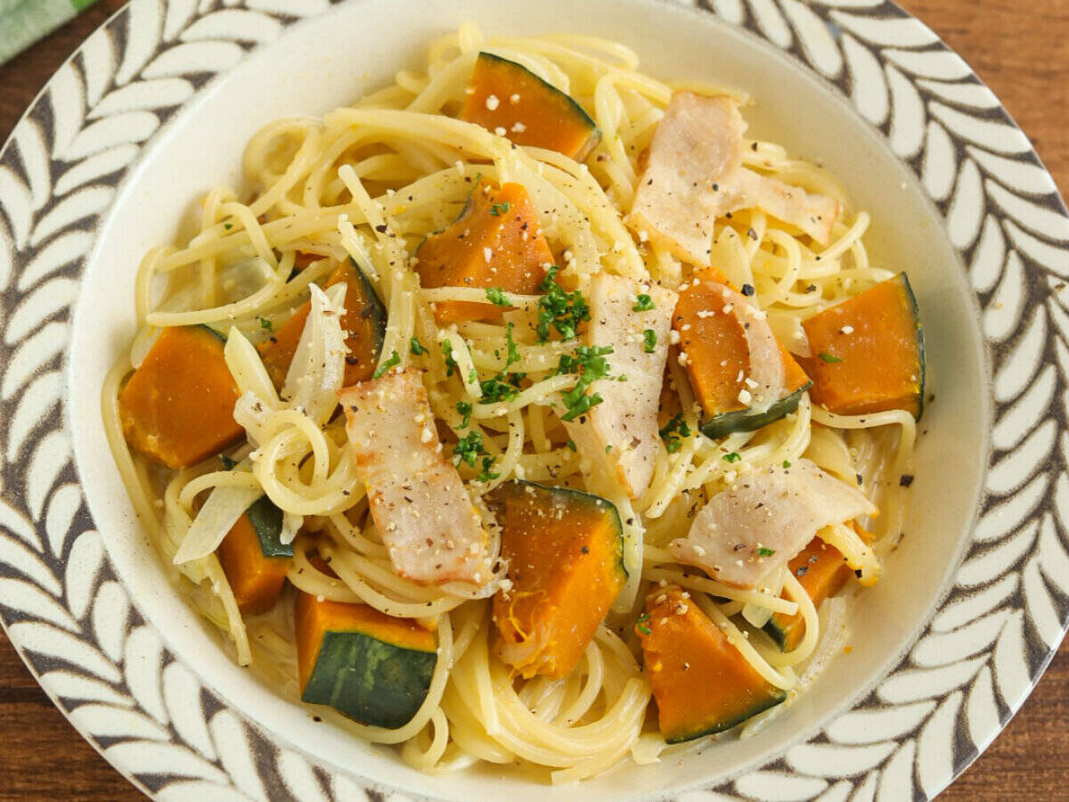 生クリームいりません！冷蔵庫にあるものでできるのにコク旨！簡単「かぼちゃのクリームパスタ」