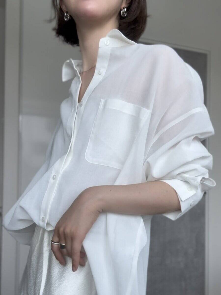 お気に入りすぎて2色買い！GUのシアーシャツは透け感がちょうどイイ大人の万能アウターでした