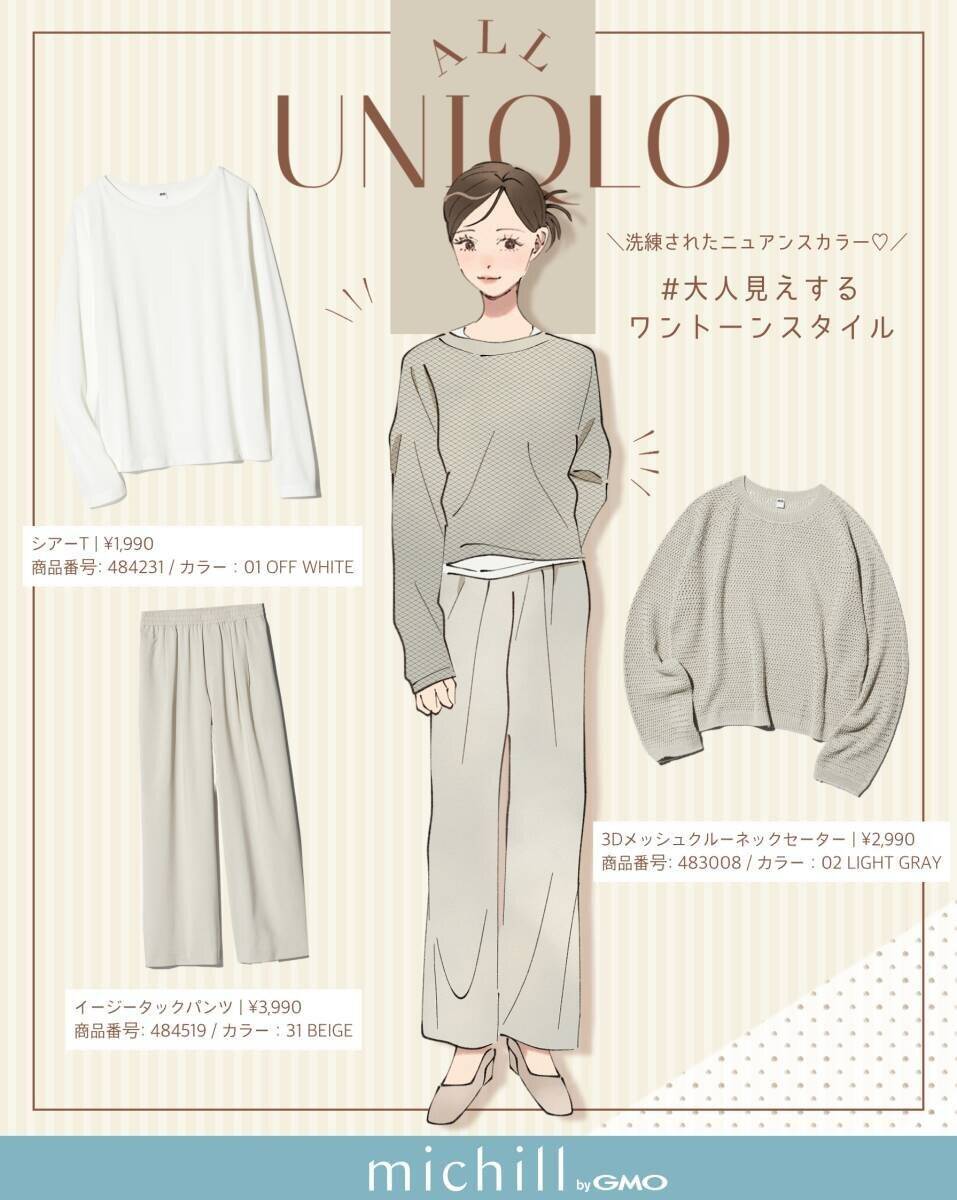 上下ユニクロで着回す7日間！春のきれいめベーシックコーデ