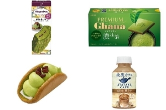 今週新発売の抹茶味まとめ！『バー　抹茶黒蜜くるみ』、『プレミアムガーナ　ショコラカレ　濃抹茶』など♪