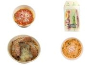 今週新発売のトマトまとめ！『ベーコンとトマトソースのパスタ』、『王様トマトの野菜ミックスサンド』など♪