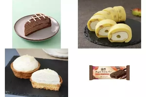 今週新発売のスイーツまとめ！『ショコラミルクレープ　生チョコレート使用』、『焼き芋のもち食感ロール　紅はるか』など♪
