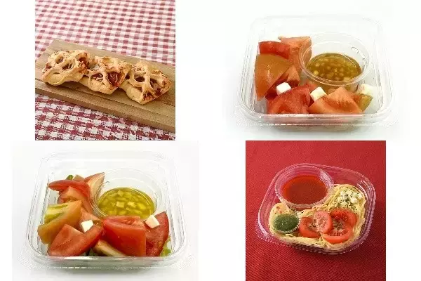 今週新発売のトマト料理まとめ！『完熟トマトピザパン』、『福島県産トマトとチーズのサラダ』など♪