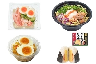 今週新発売の卵料理まとめ！『たんぱく質が摂れる２種カニカマと玉子のサラダ』、『とろ～り玉子の鶏白湯まぜそば』など♪