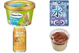 今週新発売の濃厚な食べものまとめ！『ミニカップ　ＣＲＥＡＭＹ　ＧＥＬＡＴＯ　ピスタチオ＆サマーバニラ』、『水グミ　わかさ生活　ブルーベリー味』など♪