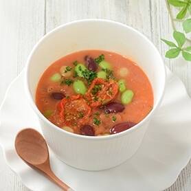 今週新発売のトマト料理まとめ！『とろ～りチーズと卵黄ソースのトマトハンバーグ弁当』、『肉団子と野菜のトマトスープ』など♪