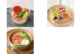 今週新発売のトマト料理まとめ！『トマトだしうどん　オクラとカレーちくわ天』、『サプリサラダ　たんぱく質たっぷり　スパイシーチキン　トマトドレッシング』など♪