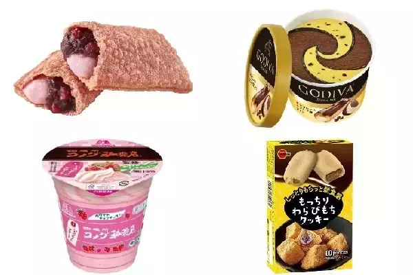 「今週新発売のおやつまとめ！『いちご大福パイ』、『カップアイス　チョコレートエクレア風アイス』など♪」の画像