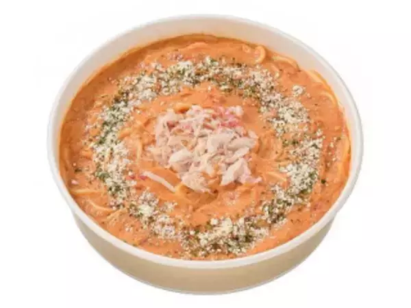 「今週新発売のパスタまとめ！『本ズワイ蟹をのせたトマトクリームパスタ』、『照焼チキンマヨパスタサラダ』など♪」の画像