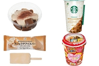 今週新発売のコーヒーまとめ！『もっちりカフェラテわらび』、『ホワイトチョコレート　ｗｉｔｈ　カラメルコーヒージェリー』など♪