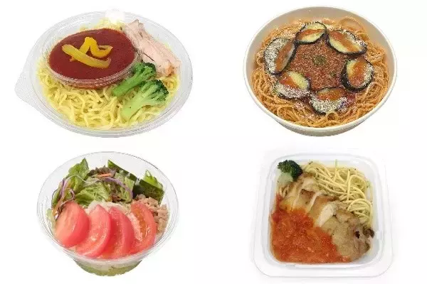 今週新発売のトマトまとめ！『冷し旨塩トマトラーメン』、『古川なすと挽肉のピリ辛トマトソースパスタ』など♪