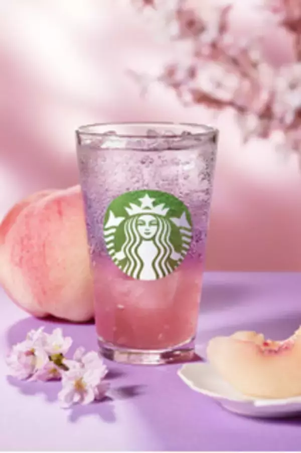 「今週新発売の桃まとめ！『桜　咲くよ　白桃　フラペチーノ』、『桜　咲くよ　白桃　ソーダ』など♪」の画像