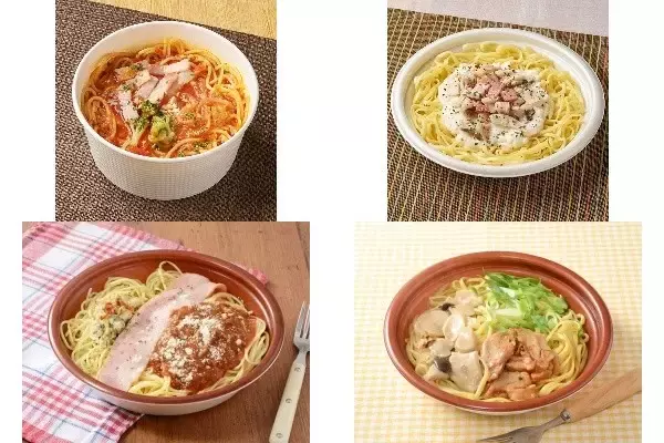 今週新発売のコンビニパスタまとめ！『ベーコンとトマトのスープパスタ』、『トリュフが香る贅沢　キノコのクリーム生パスタ』など♪