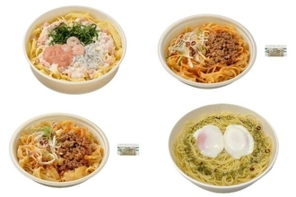 今週新発売のセブンイレブン麺まとめ！『生パスタ　たらこクリーム　海老と大葉とシラス』、『炎の汁なし麻辣麺　平打ち麺仕立て』など♪
