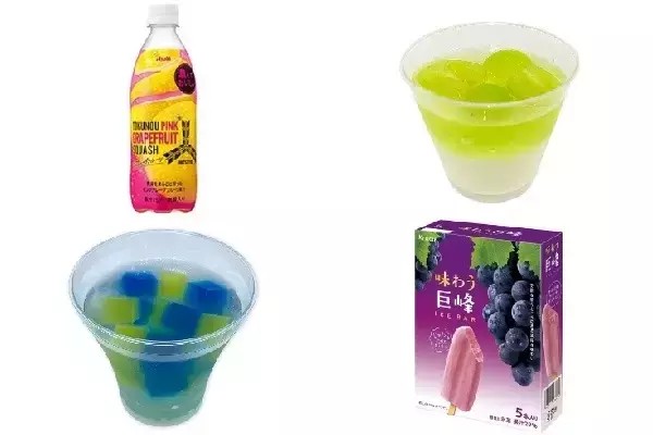 今週新発売のぶどうまとめ！『三ツ矢特濃ピンクグレープフルーツスカッシュ』、『シャインマスカット　杏仁』など♪