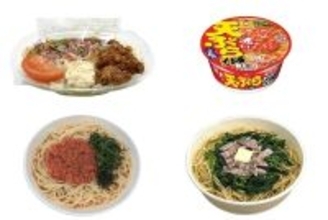 今週新発売の和風食品まとめ！『北海道名物ラーメンサラダ　タレザンギ』、『赤い天ぷら三昧うどんでか盛』など♪