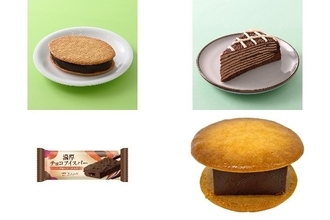 今週新発売のチョコレート味まとめ！『クリスピーチョコサンド』、『ショコラミルクレープ　生チョコレート使用』など♪