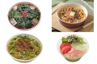 今週新発売のコンビニパスタまとめ！『広島県産ほうれん草のトマトソースパスタ』、『バター香る　北海道産たらこ』など♪