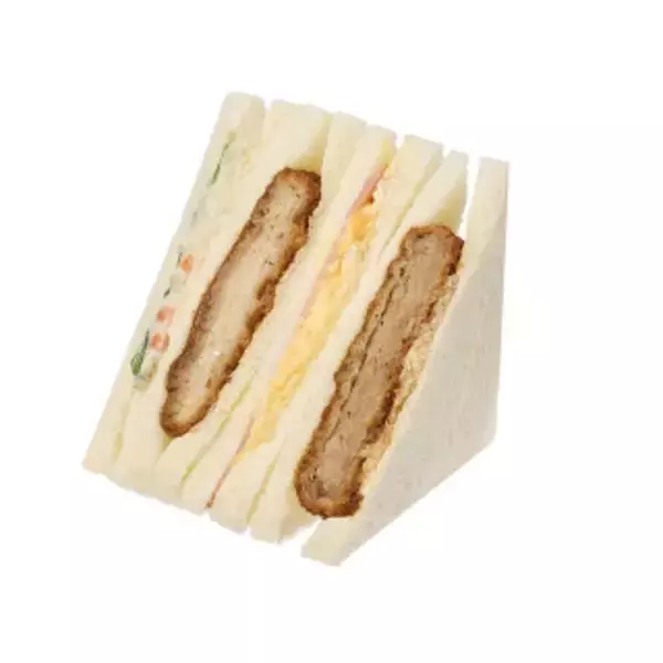 「今週新発売のボリュームのある食べものまとめ！『海老カツバラエティサンド』、『大きいボロニアソーセージ』など♪」の画像