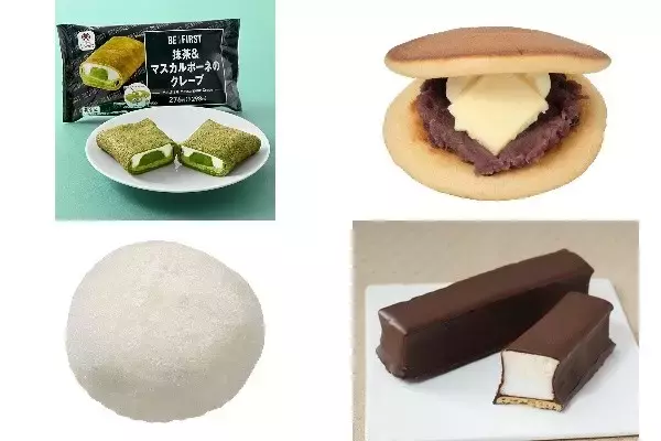 今週新発売のおやつまとめ！『ＢＥ：ＦＩＲＳＴ　抹茶＆マスカルポーネのクレープ』、『あんバターどら焼』など♪