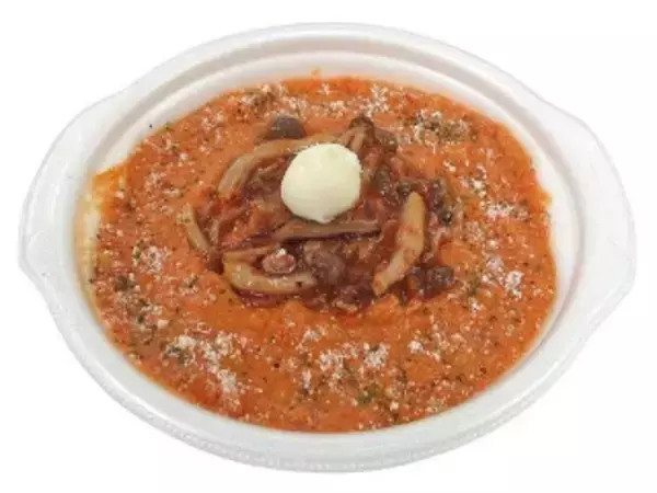 「今週新発売のトマトまとめ！『本ズワイ蟹をのせたトマトクリームパスタ』、『トマトクリームのグリルチキン弁当』など♪」の画像