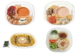 今週新発売のコンビニパスタまとめ！『冷製パスタ夏の海老トマトクリーム』、『冷製パスタ　イカと海老の明太子クリーム』など♪