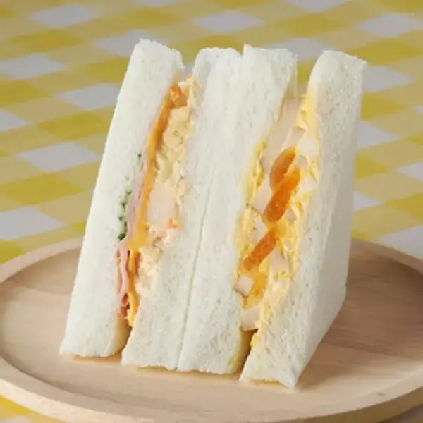 「今週新発売のたまご味まとめ！『ひとくちサンドボックスハム＆たまご』、『よくばりサンド　野菜＆たまご』など♪」の画像